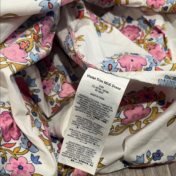 Boden Long Sleeve Floral Dress Violet Trim Midi Dress - Picture 6 of 8